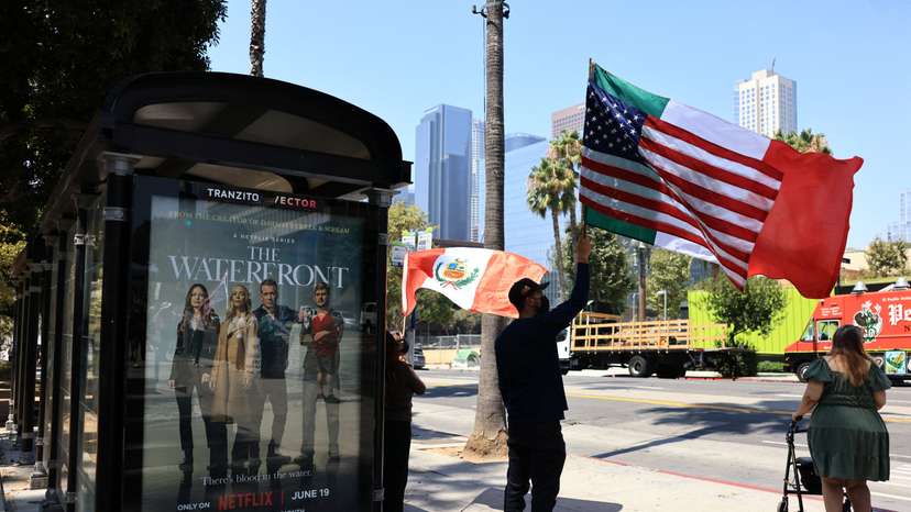 Protest against federal migration enforcement in downtown Los Angeles
