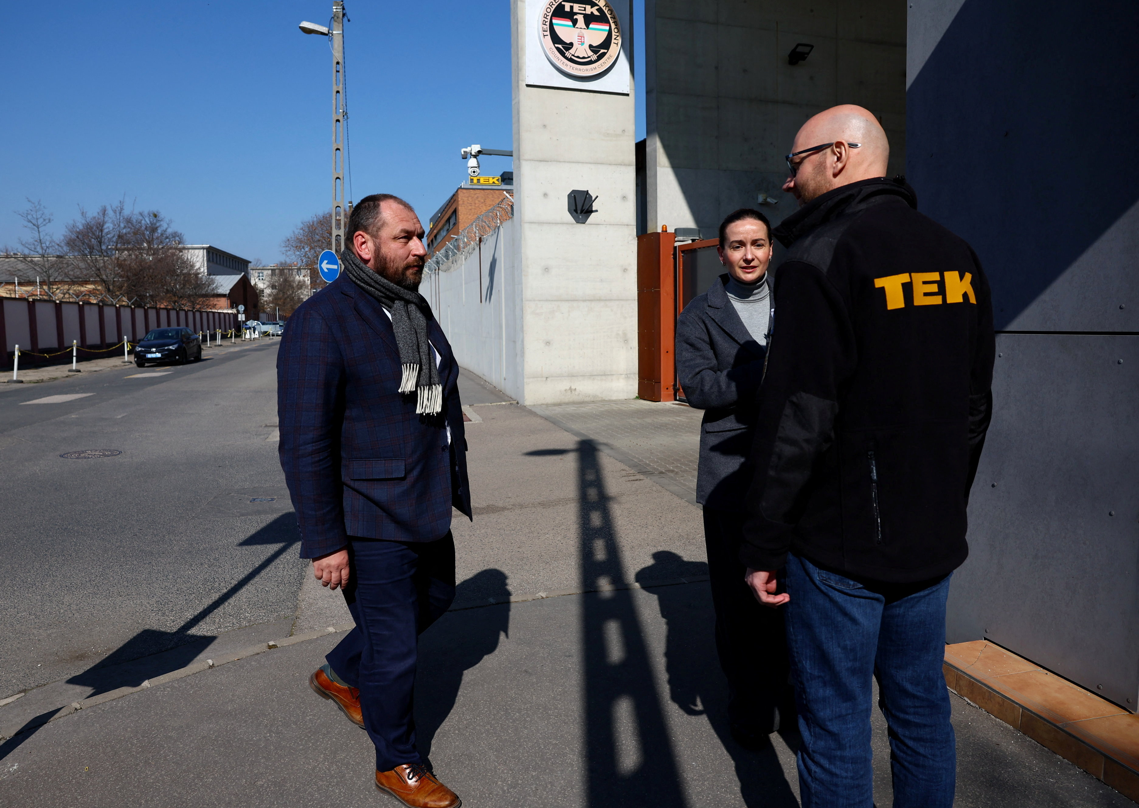Ukraine's Ambassador to Hungary Fegyir arrives at the headquarters of the Counter Terrorism Centre (TEK) in Budapest