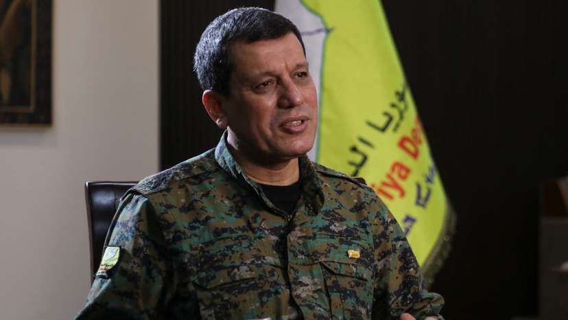 Commander of Syrian Kurdish-led forces Mazloum Abdi, attends an interview with Reuters in Hasakah