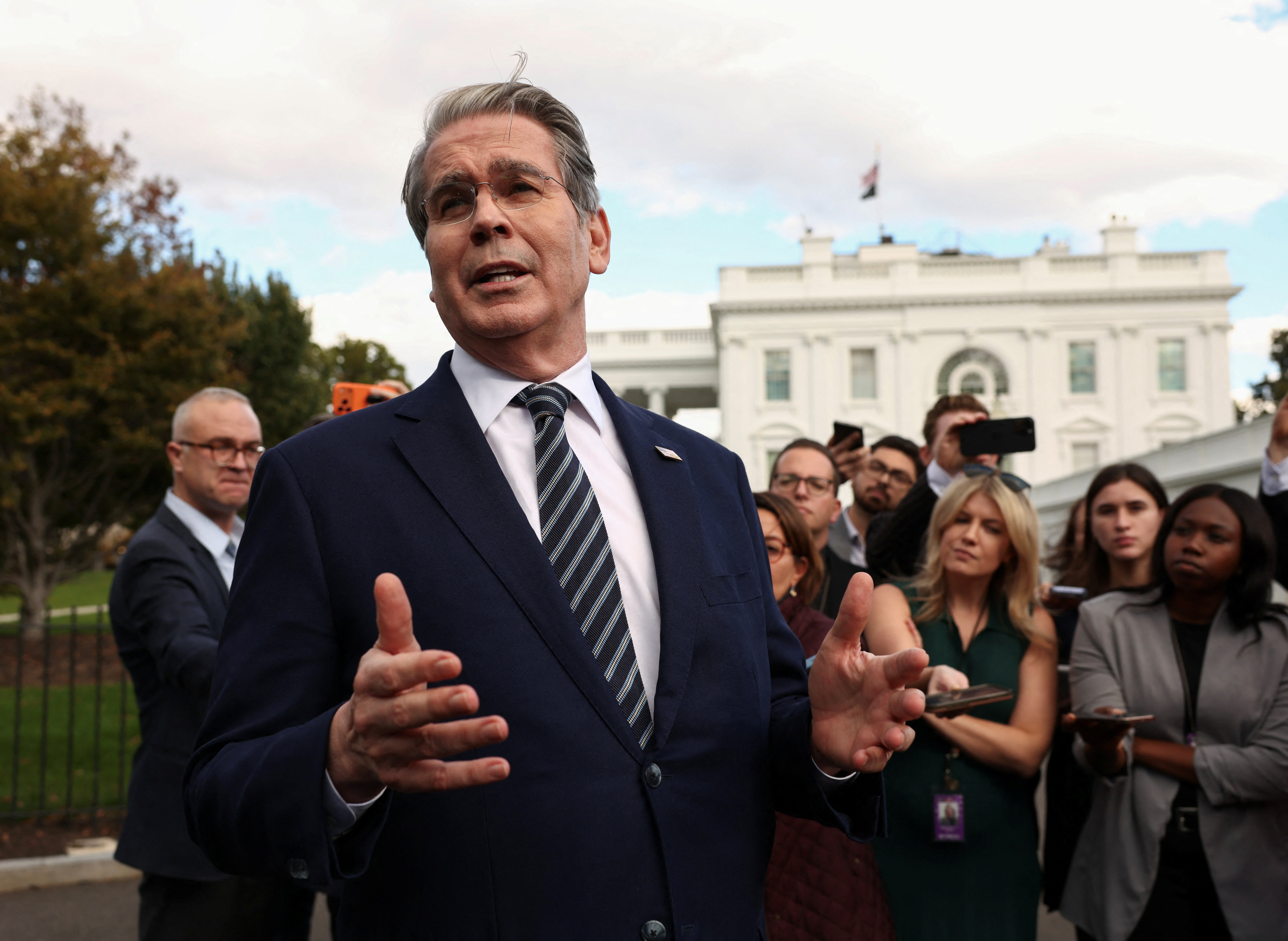Treasury Secretary Bessent speaks at the White House  in Washington
