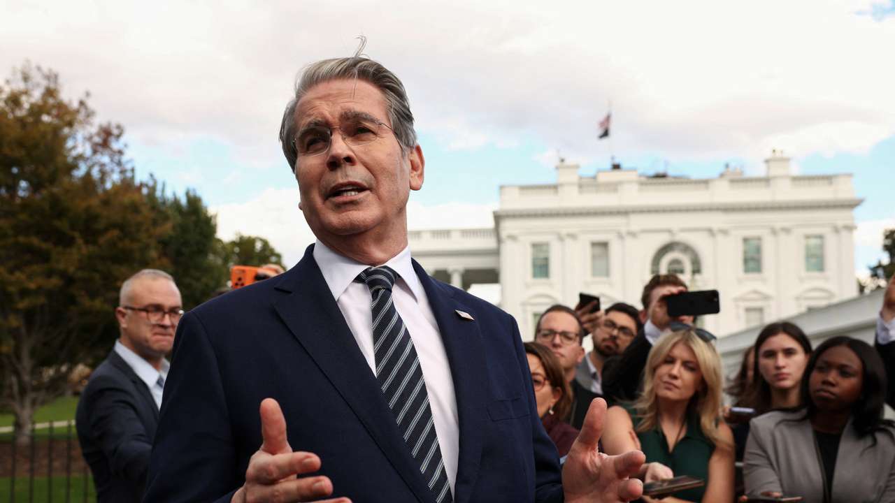 Treasury Secretary Bessent speaks at the White House  in Washington