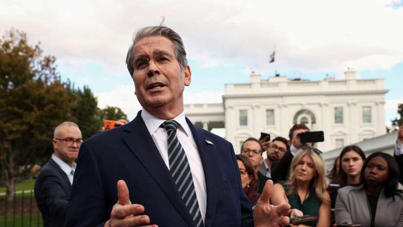 Treasury Secretary Bessent speaks at the White House in Washington