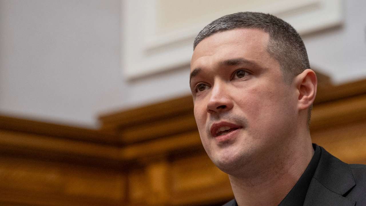 FILE PHOTO: Newly appointed Defence Minister Fedorov addresses lawmakers during a session of Ukrainian parliament in Kyiv