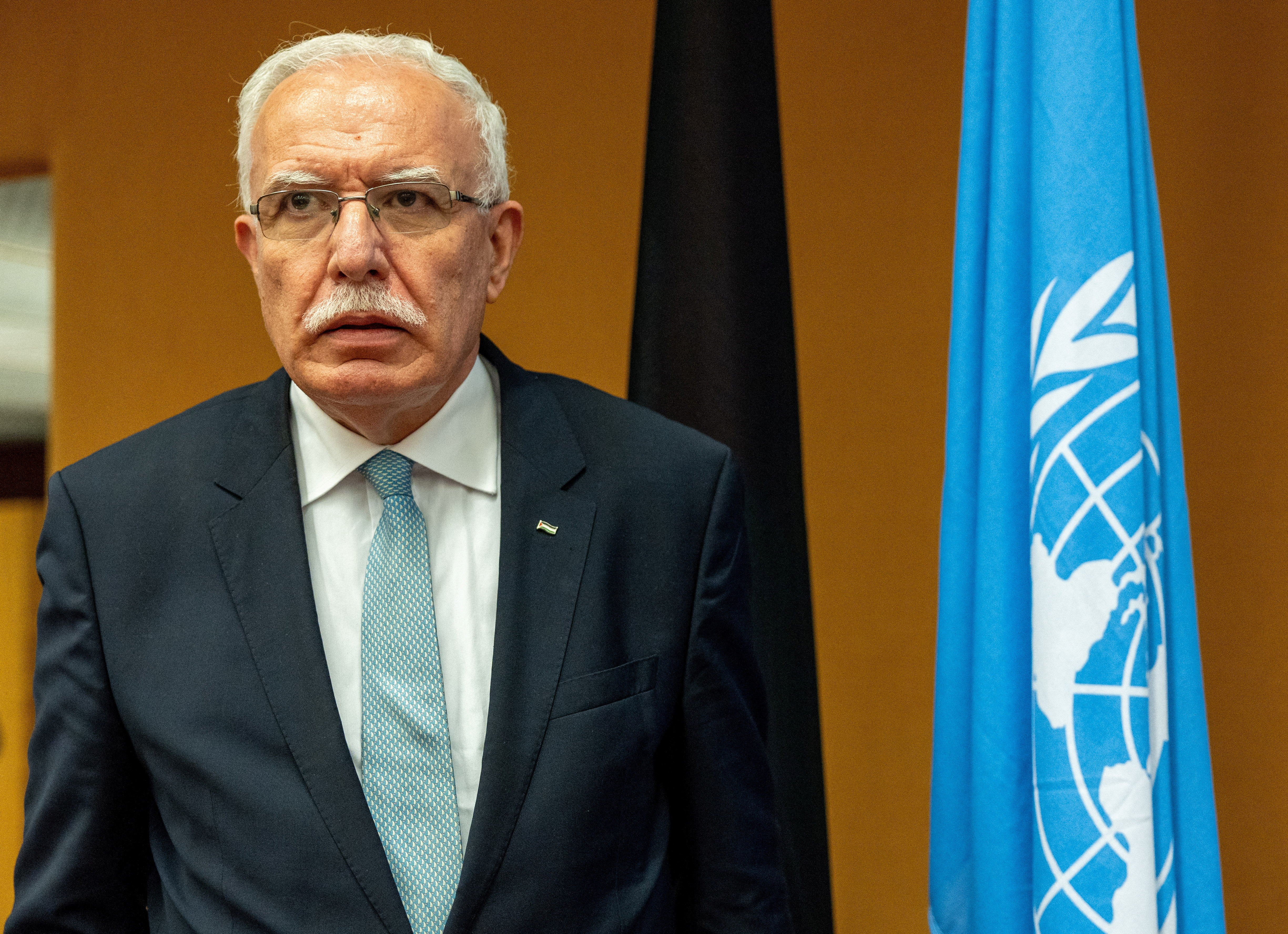 FM of the Palestinian National Authority Al-Maliki attends a side event in Geneva