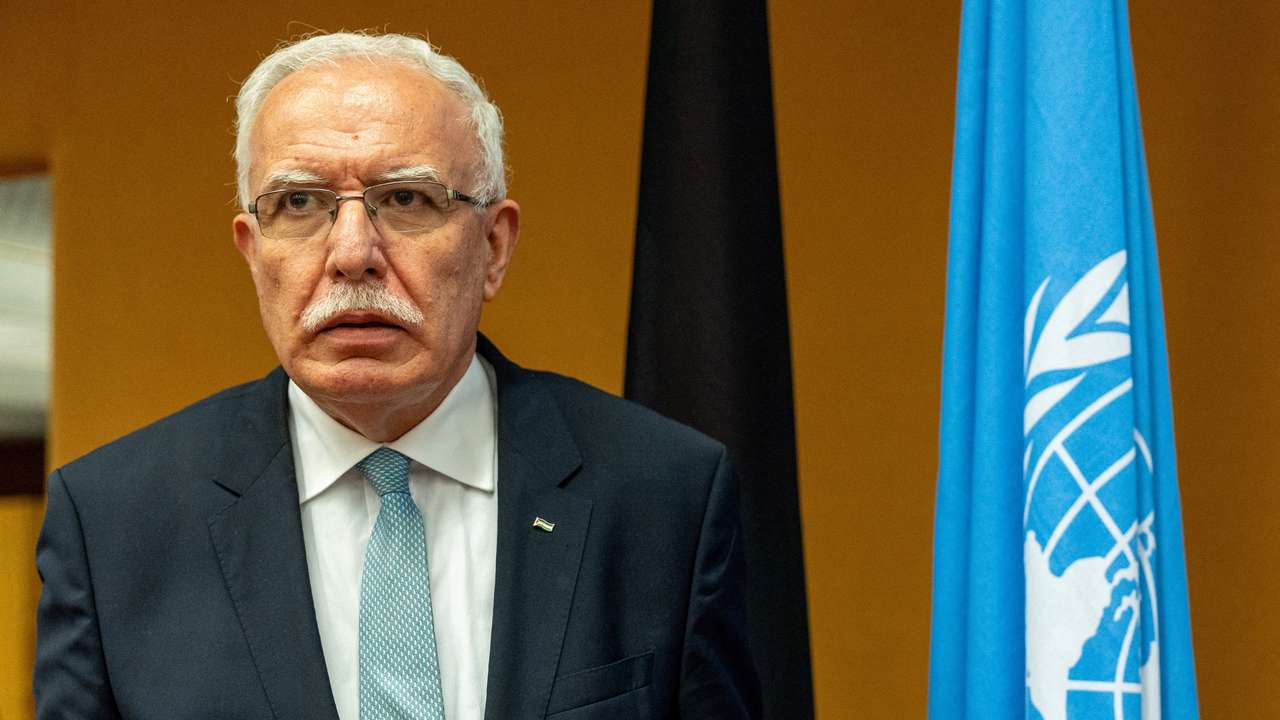 FM of the Palestinian National Authority Al-Maliki attends a side event in Geneva