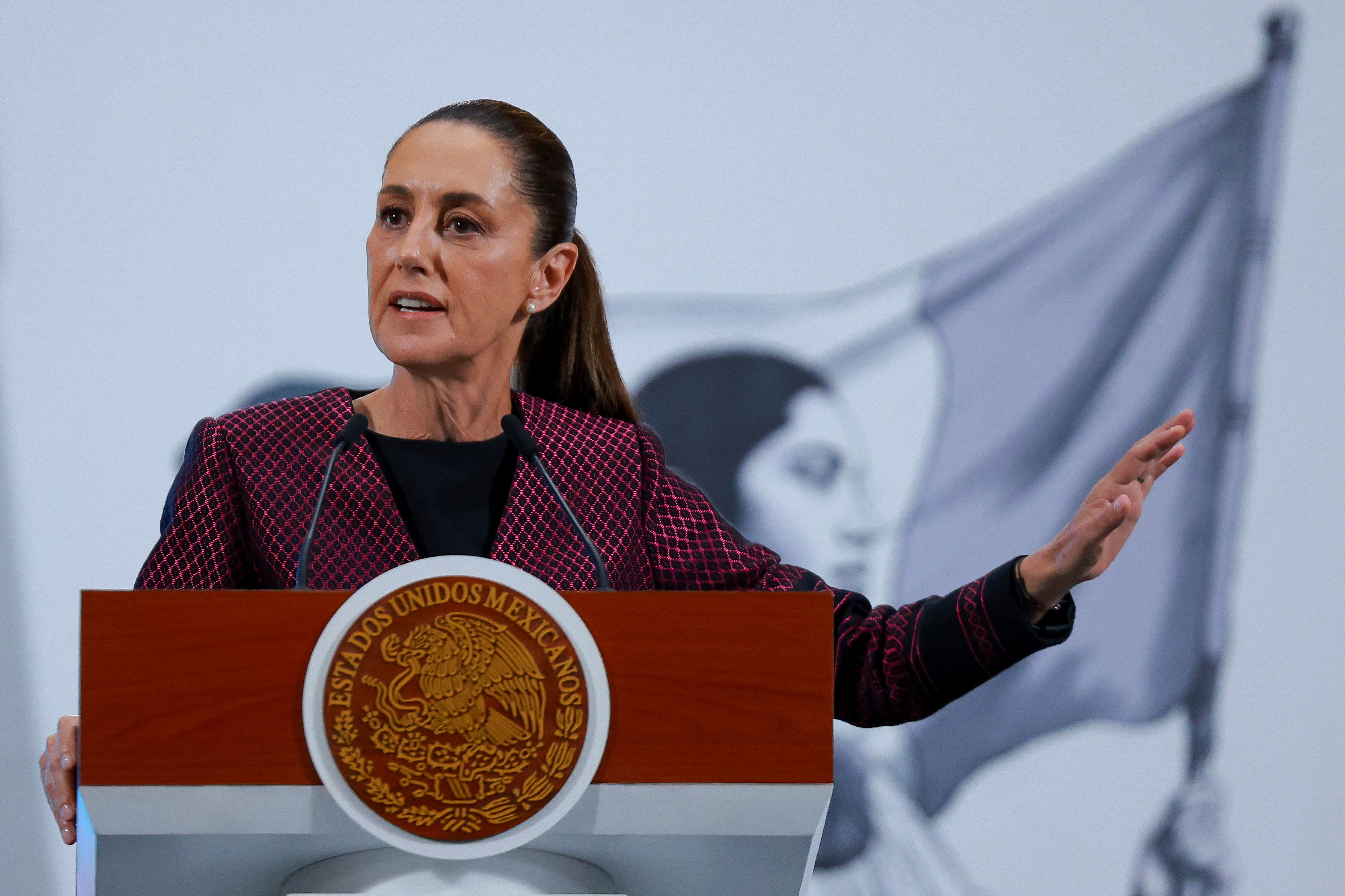 Mexico's President Claudia Sheinbaum addresses the media in Mexico City