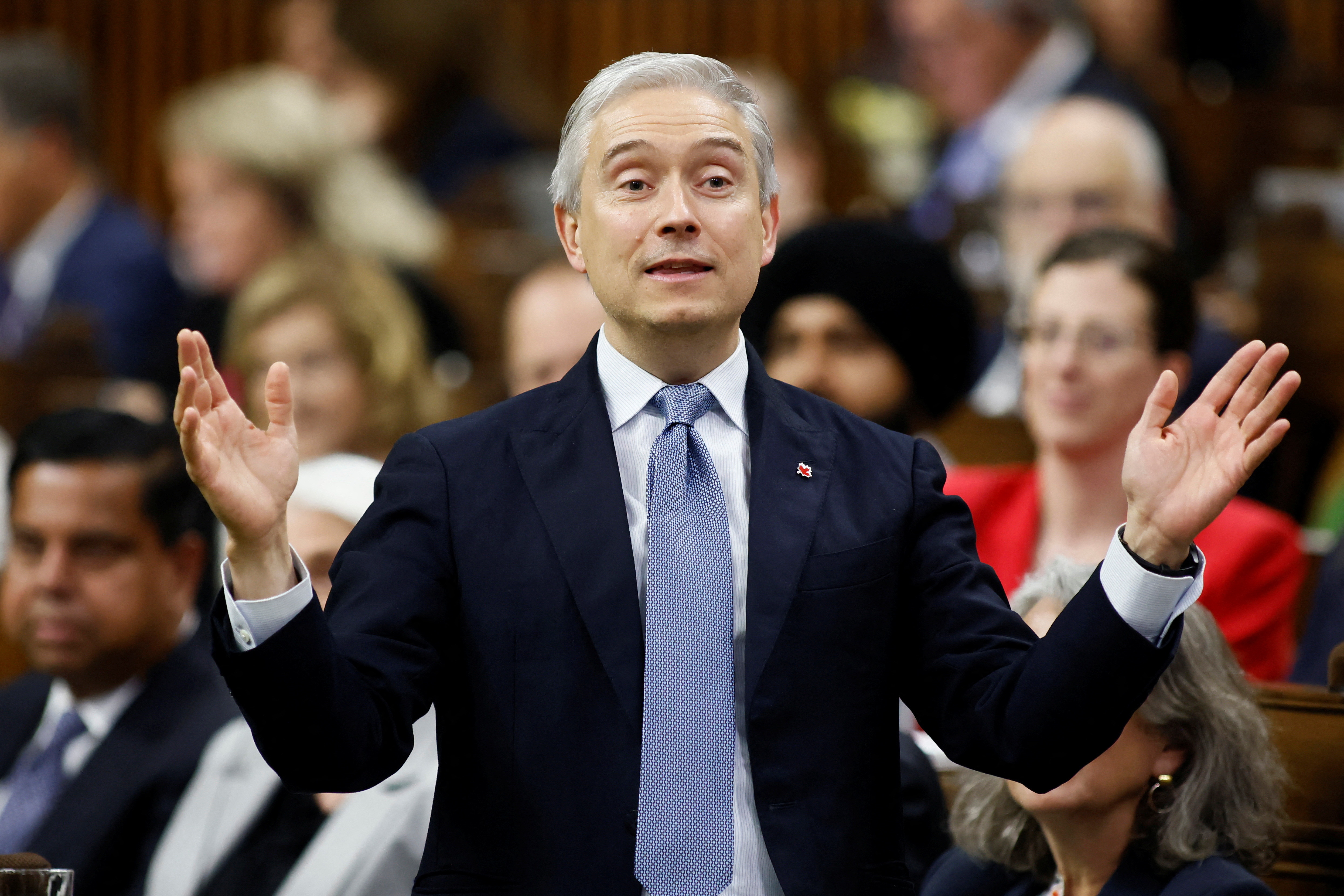 Canada's Minister of Finance Champagne speaks during Question Period in the House of Commons, in Ottawa
