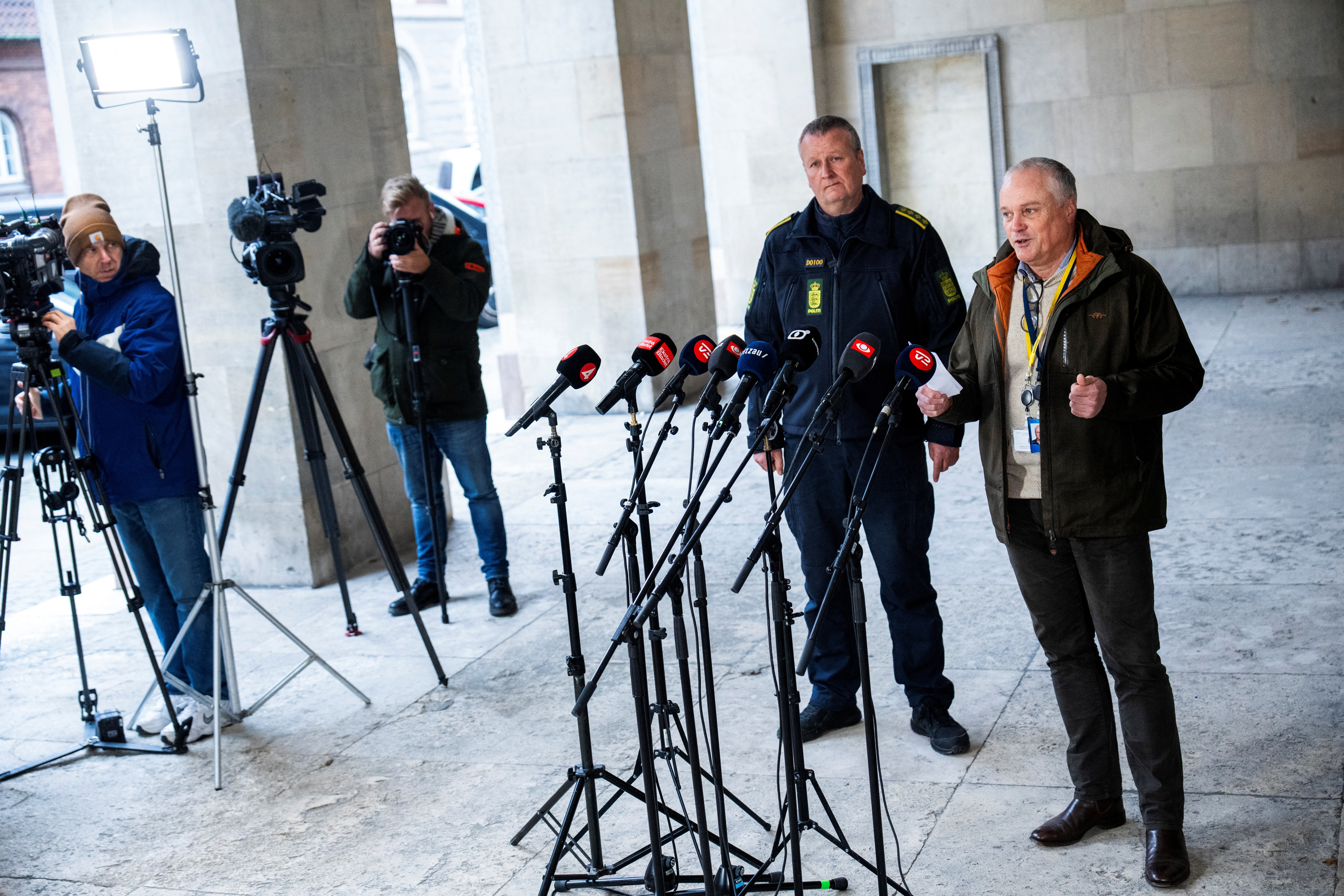 Copenhagen Police and PET hold a press briefing on coordinated police action, in Copenhagen