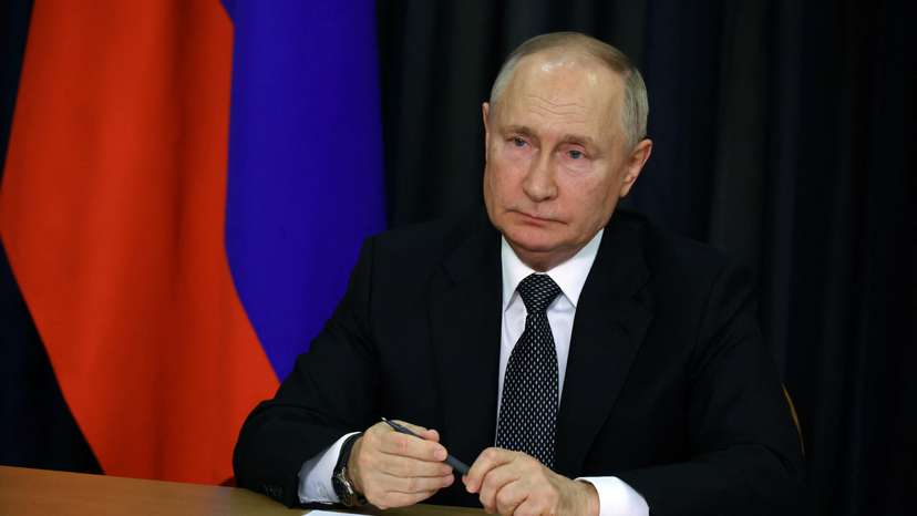 Russian President Putin attends a plenary session of the World Russian People's Council, via video link in Sochi