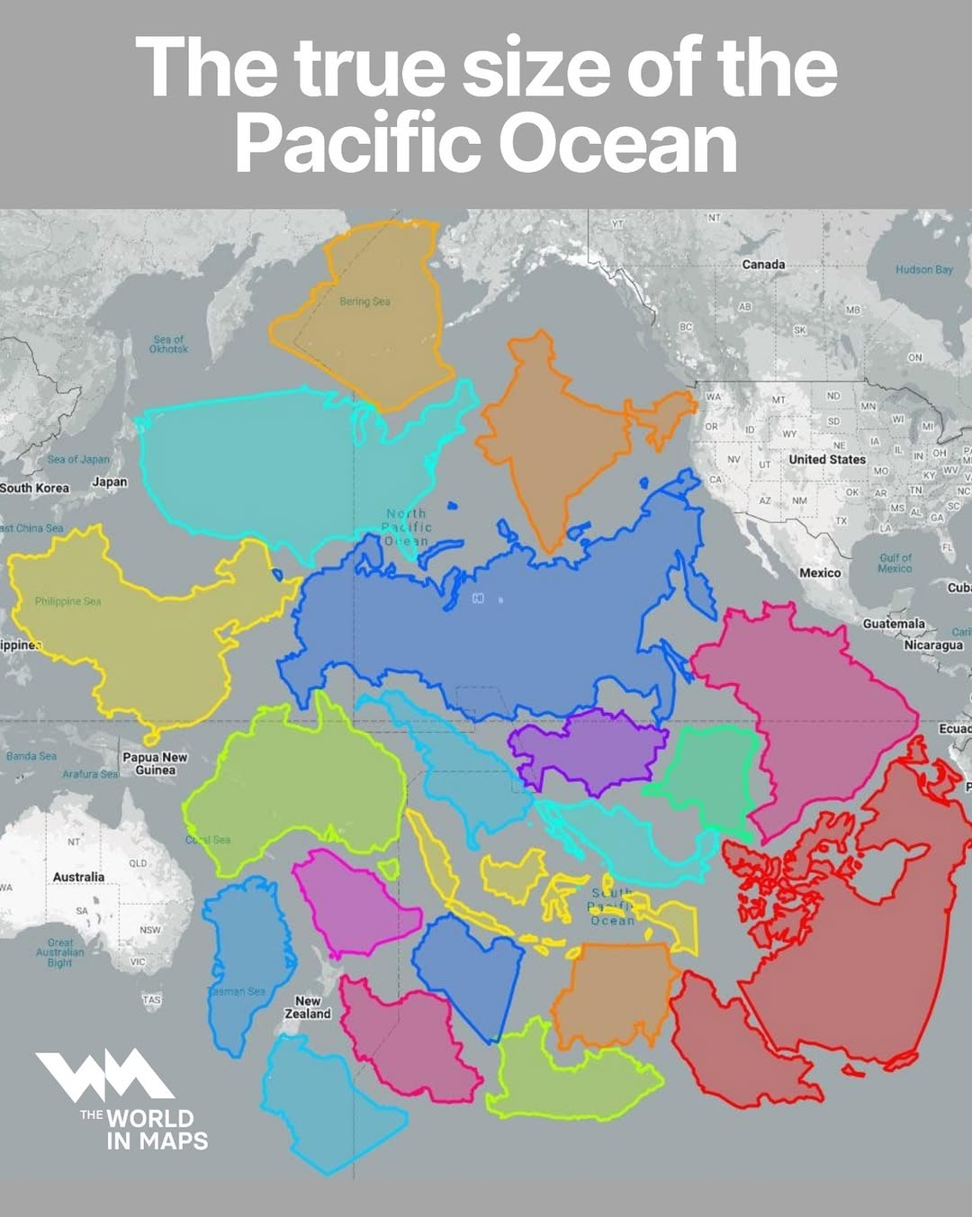 How the Pacific Ocean outsizes all the continents combined