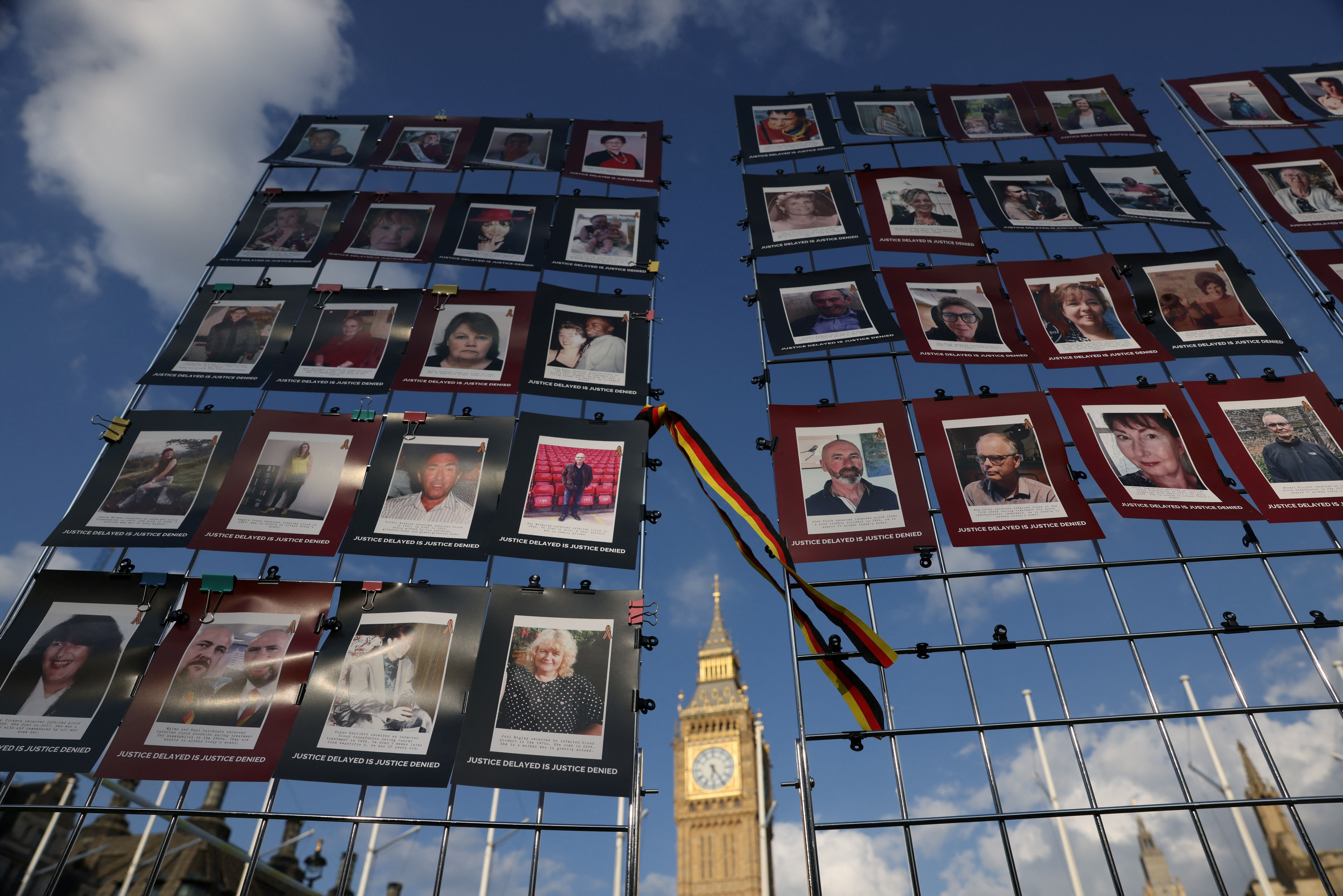 People impacted by the contaminated blood scandal gather in Westminster ahead of the release of final report of the Infected Blood Inquiry
