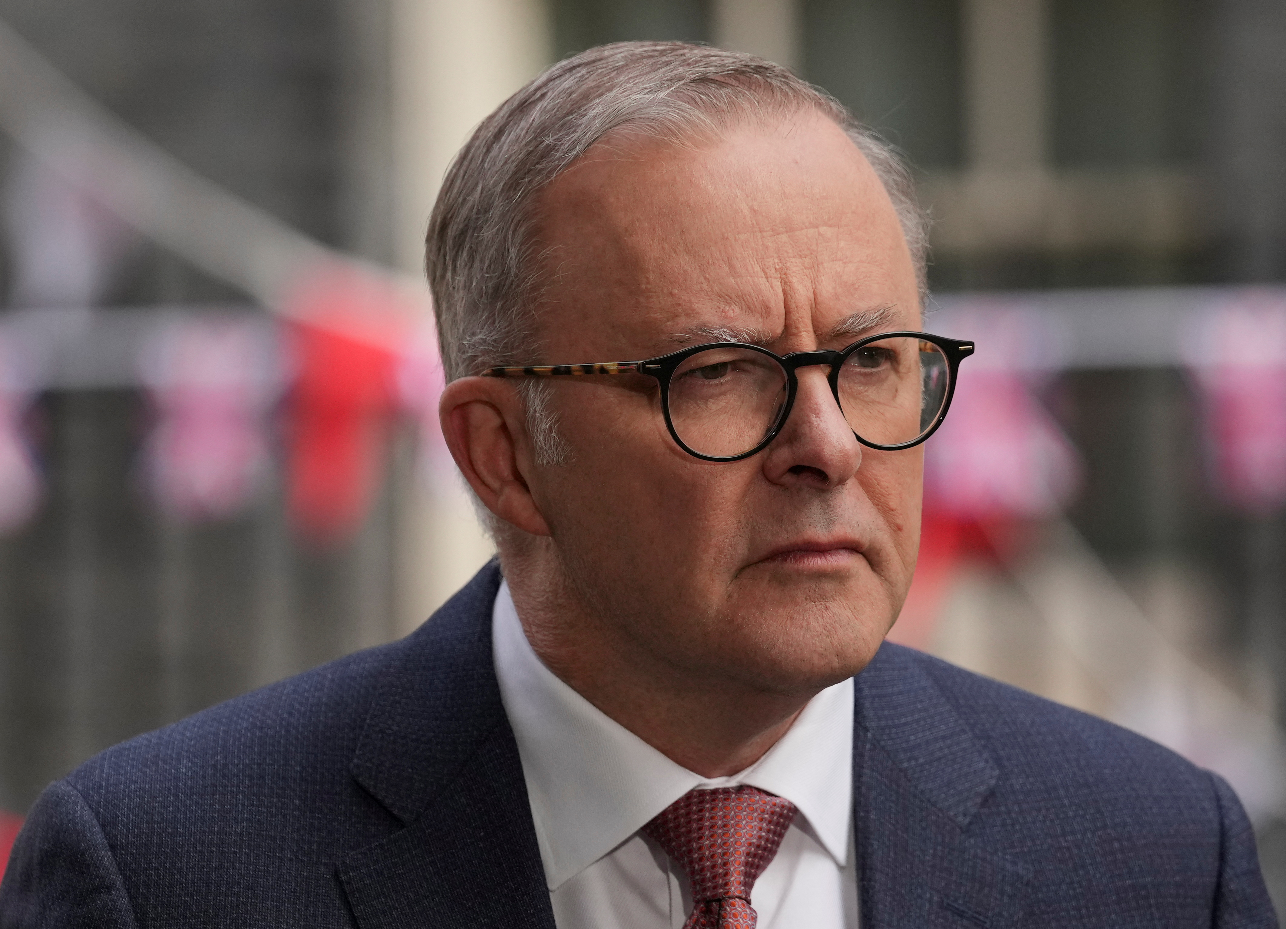 Australian Prime Minister Anthony Albanese speaks to the media at Downing Street in London