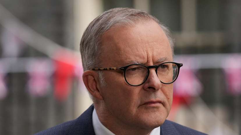 Australian Prime Minister Anthony Albanese speaks to the media at Downing Street in London