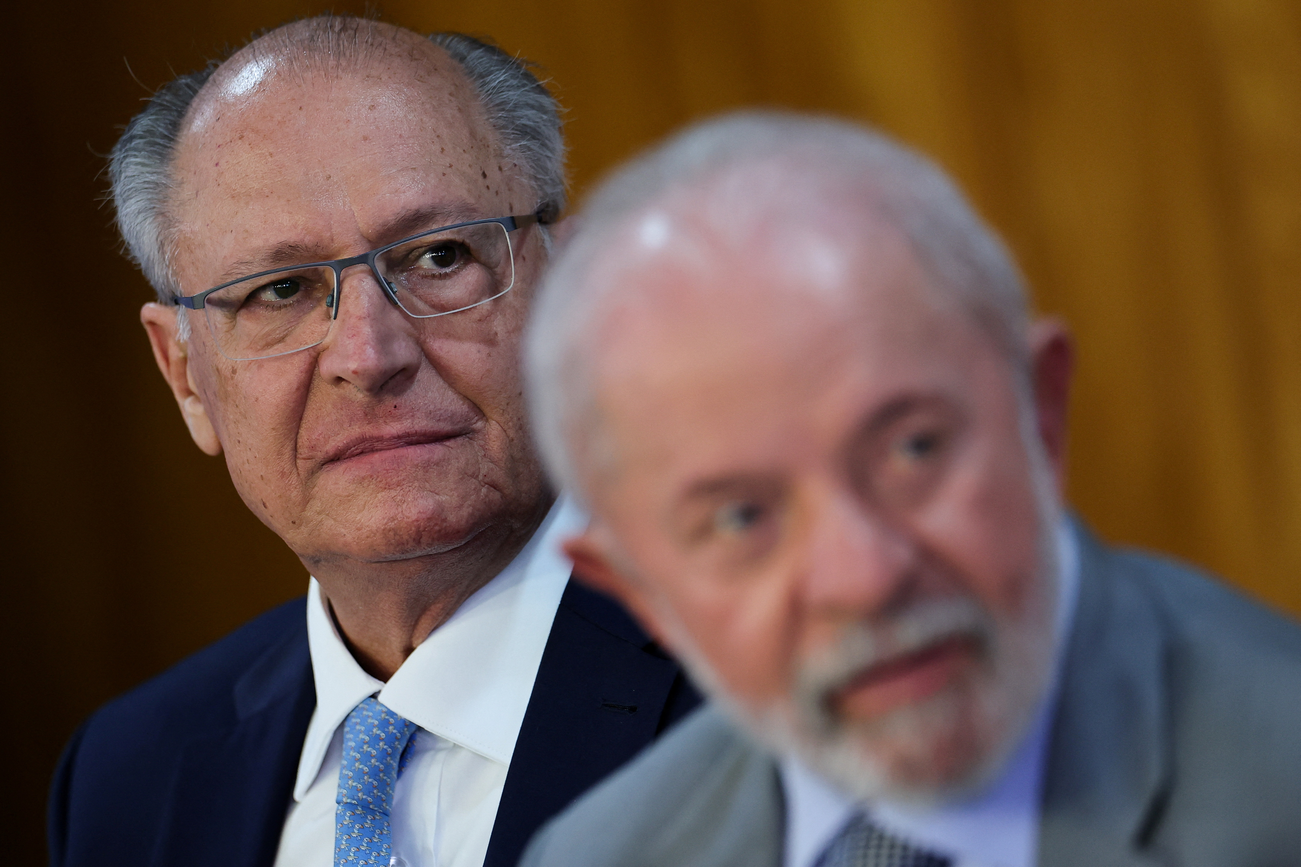 Brazil's Vice President Geraldo Alckmin and Brazil's President Luiz Inacio Lula da Silva attend a ceremony at the Planalto Palace, in Brasilia