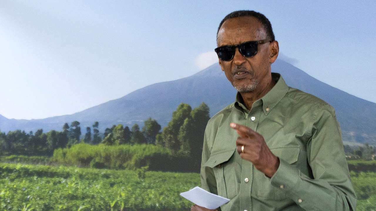 Rwanda President Paul Kagame votes during the presidential election in Kigali