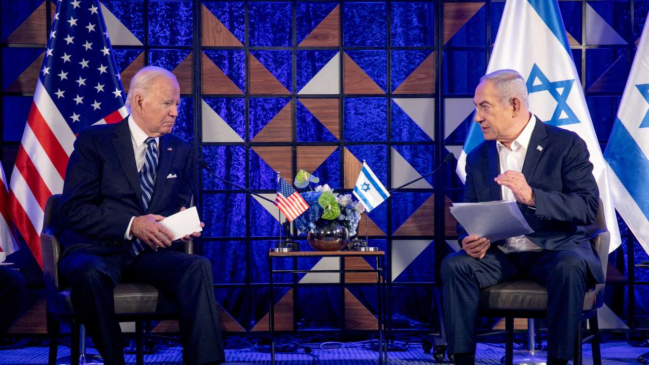 FILE PHOTO: U.S. President Joe Biden meets Israeli Prime Minister Benjamin Netanyahu in Tel Aviv