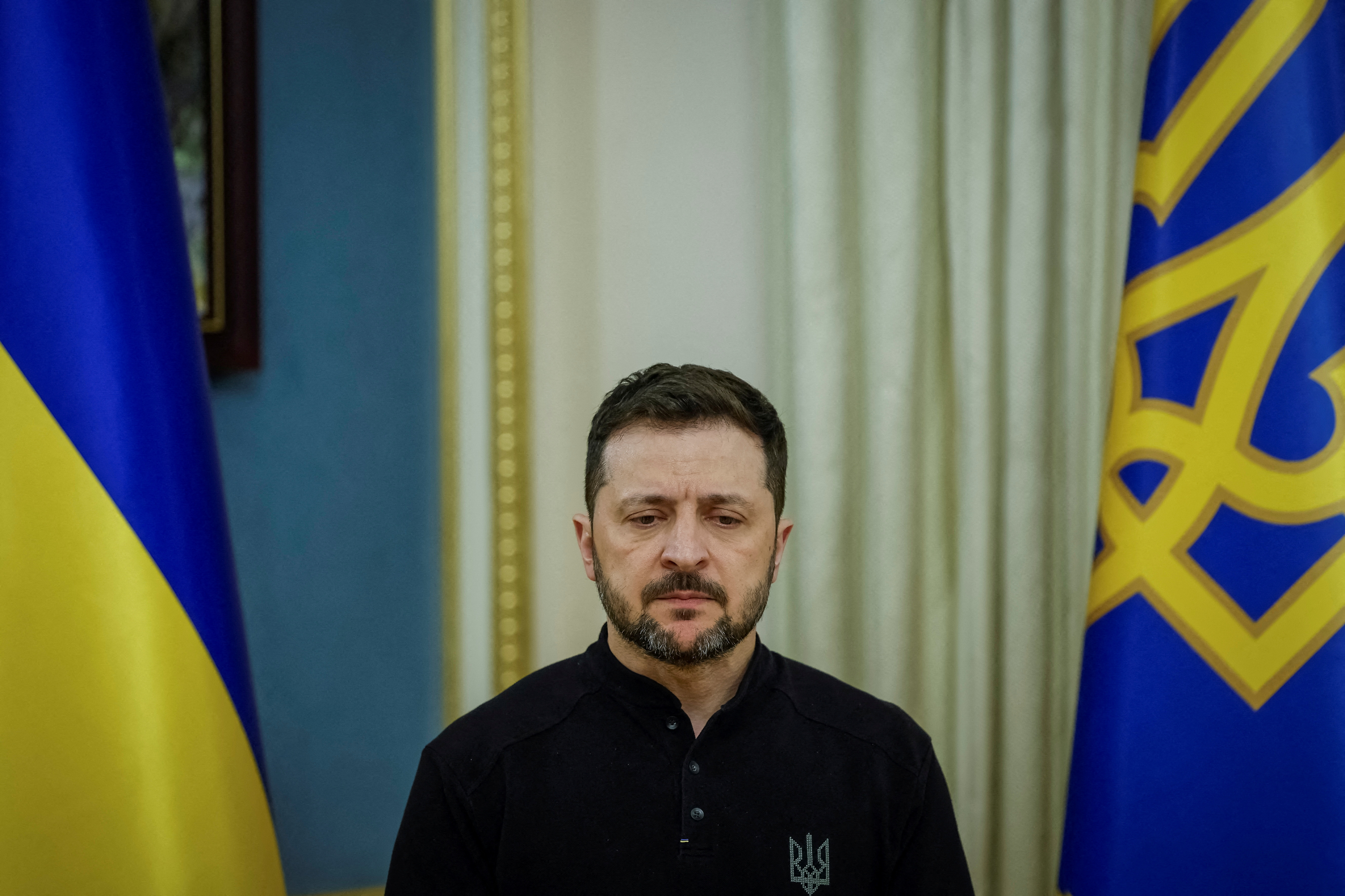 FILE PHOTO: Ukraine's President Zelenskiy attends press conference in Kyiv