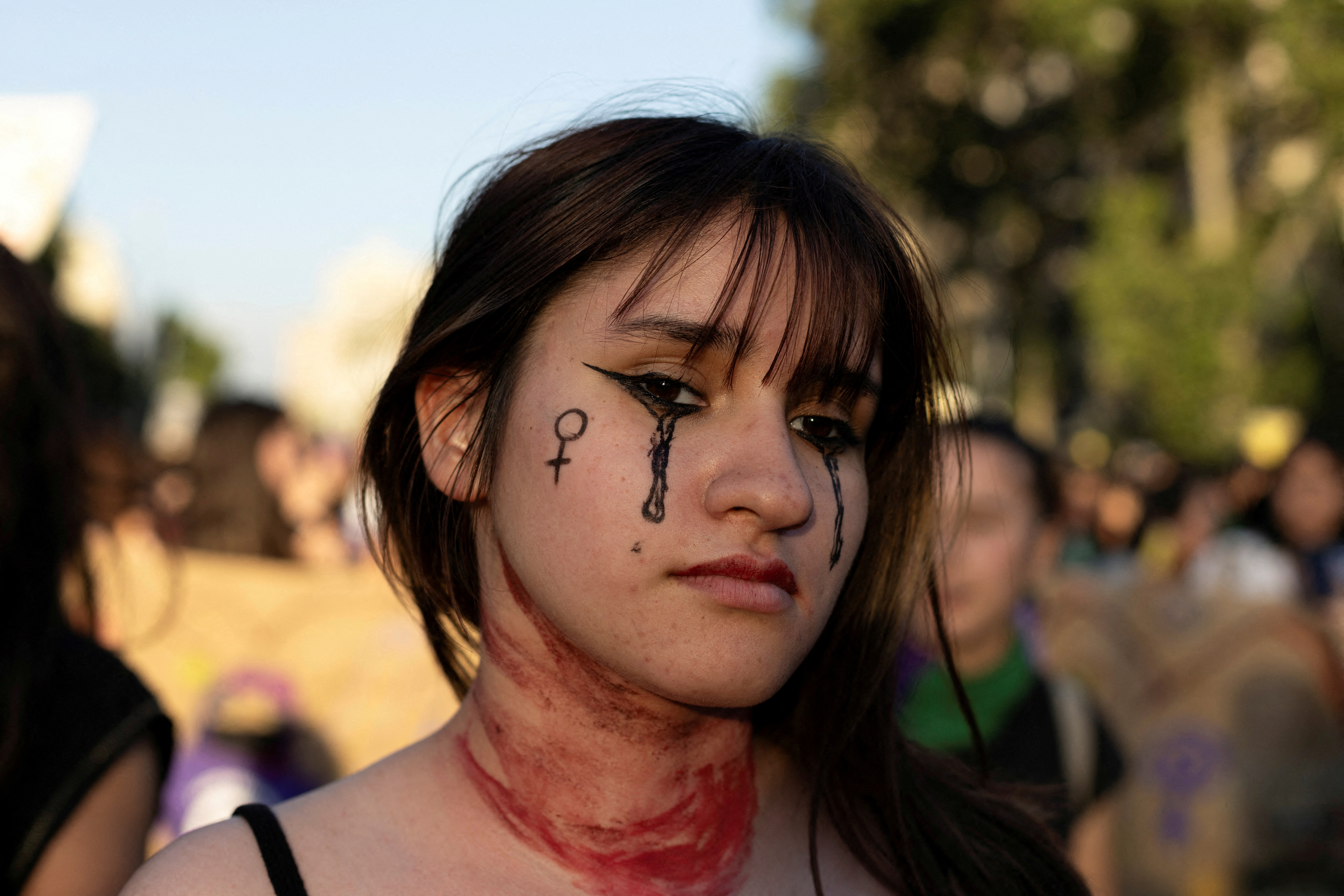 FILE PHOTO: Demonstrators protest to mark the International Day for the Elimination of Violence against Women, in Santiago