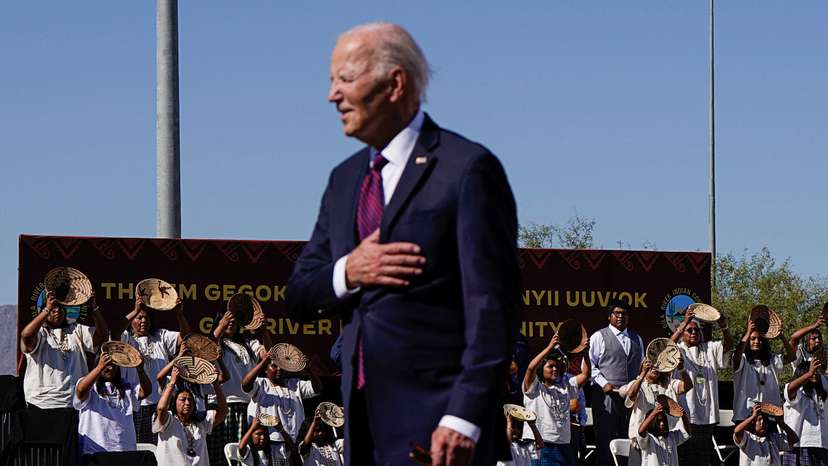 U.S. President Joe Biden delivers remarks in Gila River Indian Community