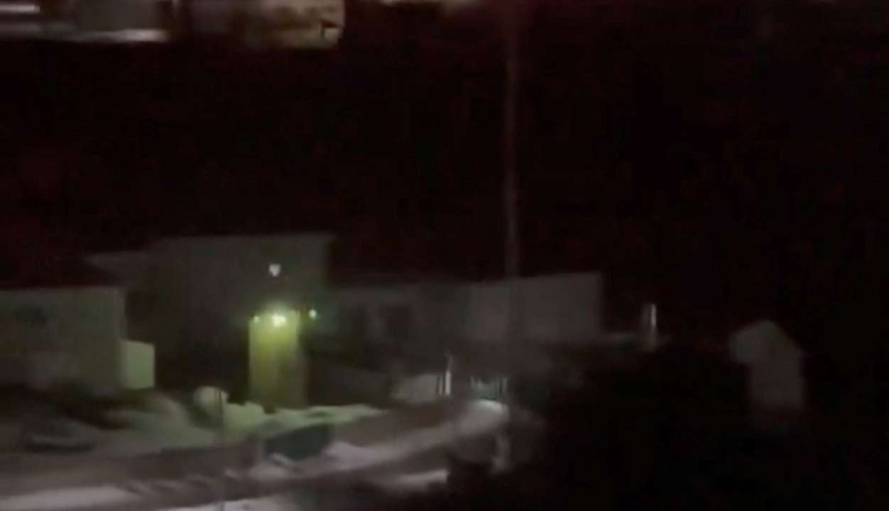 A fire breaks out following a Ukrainian drone strike at an oil depot in Oryol