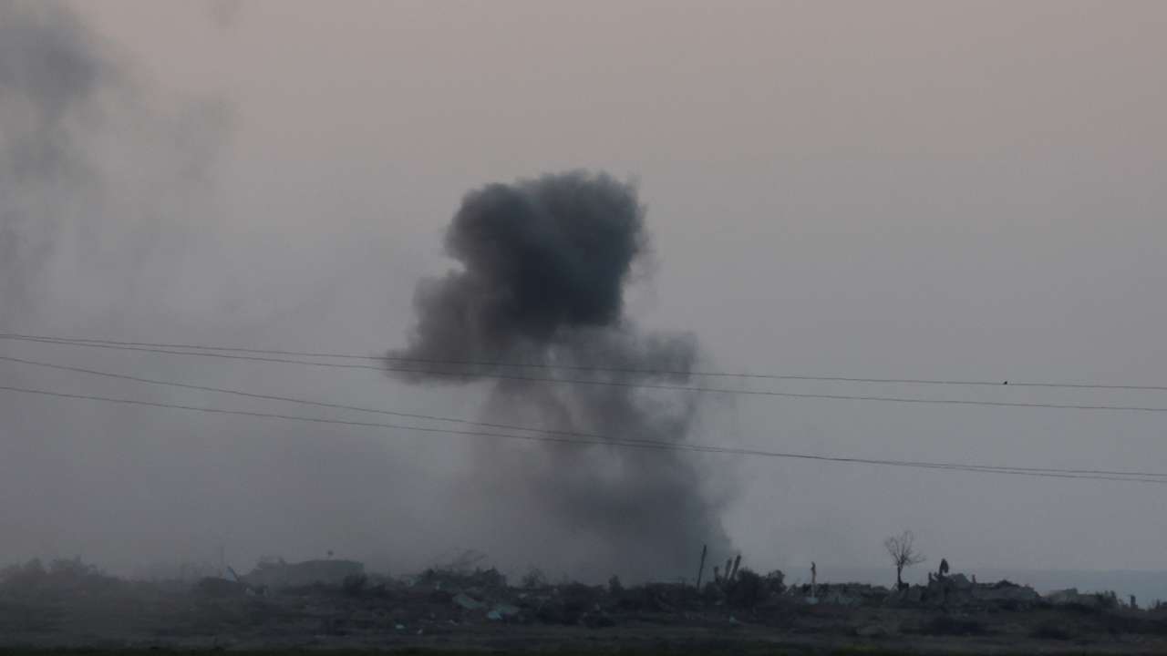 Smoke rises from Gaza, as seen from Israel