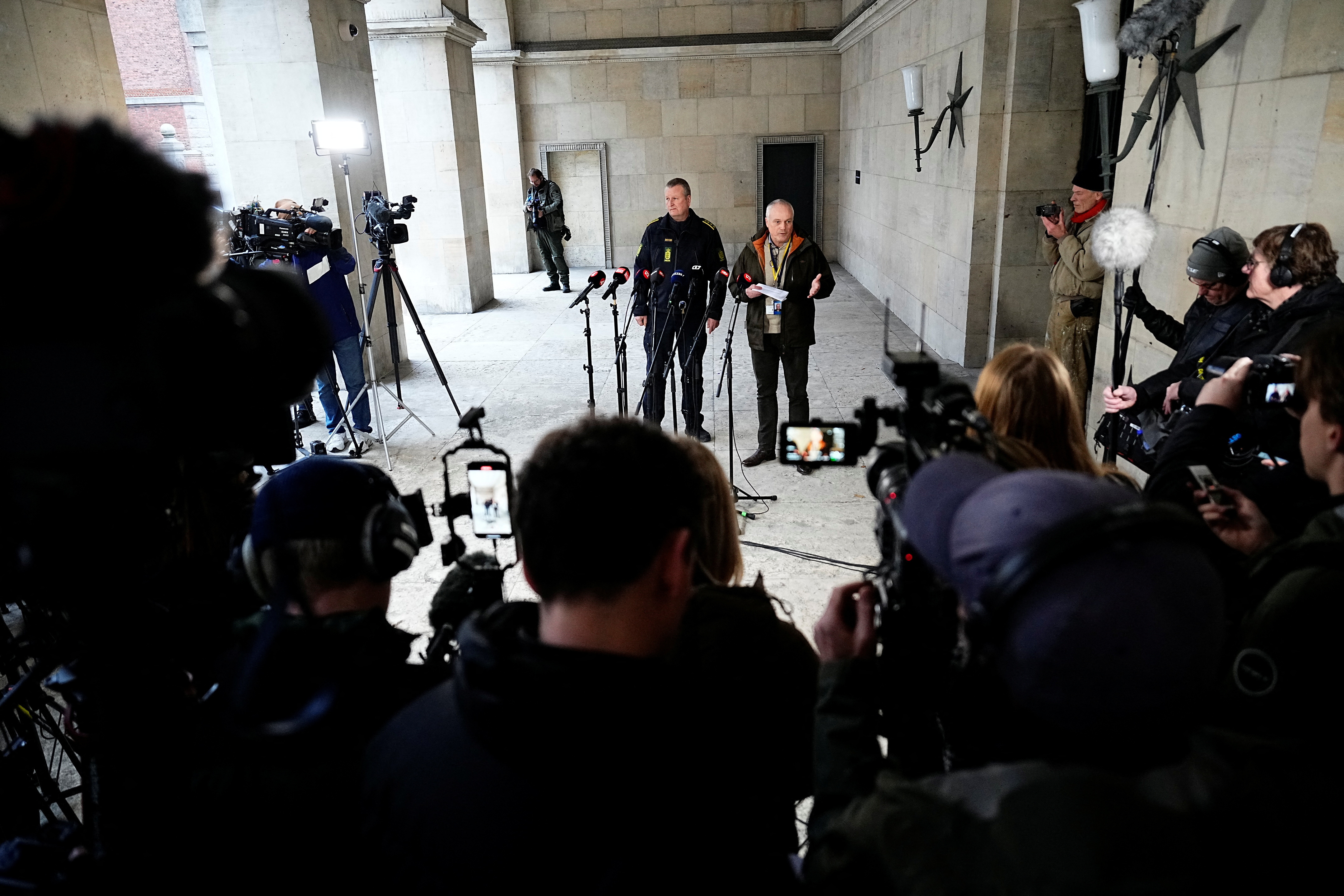 Copenhagen Police and PET hold a press briefing on coordinated police action, in Copenhagen