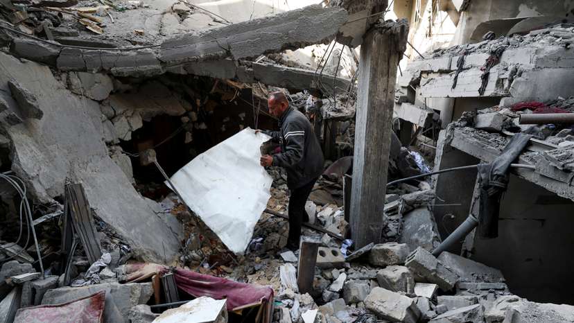 Aftermath of an Israeli strike on a house, in the northern Gaza Strip