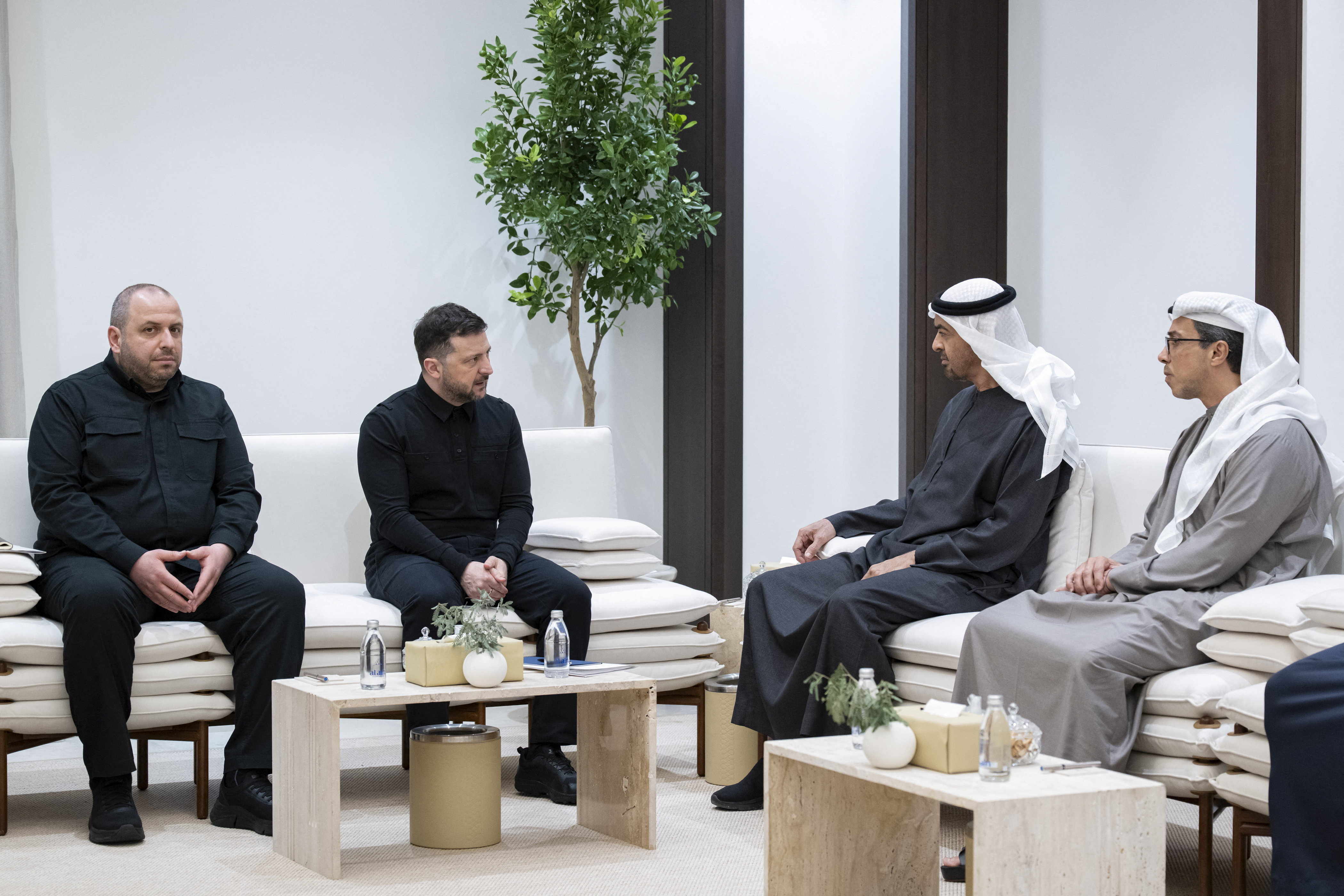 Sheikh Mohamed bin Zayed Al Nahyan, President of the United Arab Emirates, meets with Volodymyr Zelenskiy, President of Ukraine