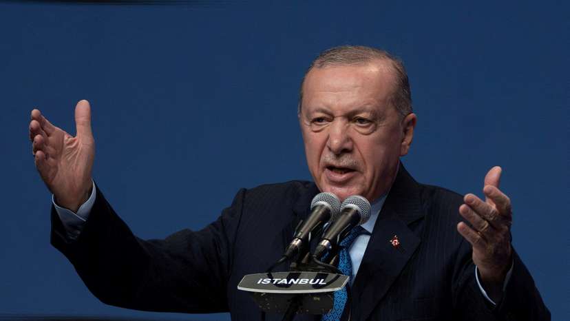 FILE PHOTO: Turkish President Tayyip Erdogan addresses his supporters during a meeting in Istanbul