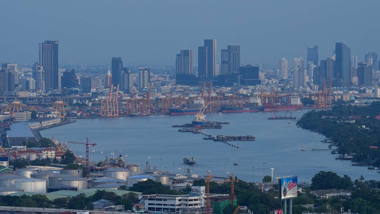 Bangkok's skyline photographed during sunset in Bangkok