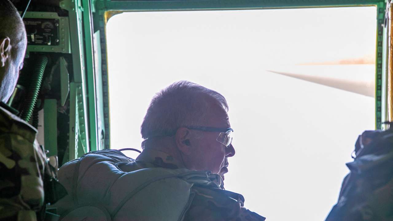Jordan's King Abdullah II participates in an airdrop of aid to Gaza