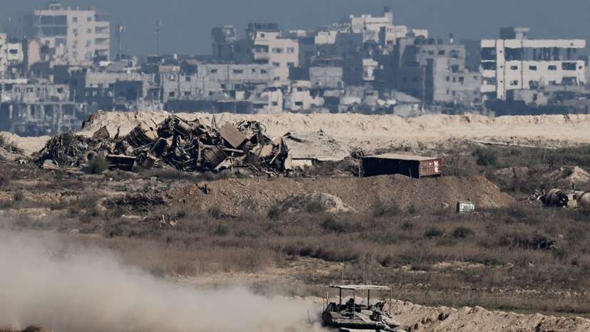 An Israeli tank manoeuvres in Gaza
