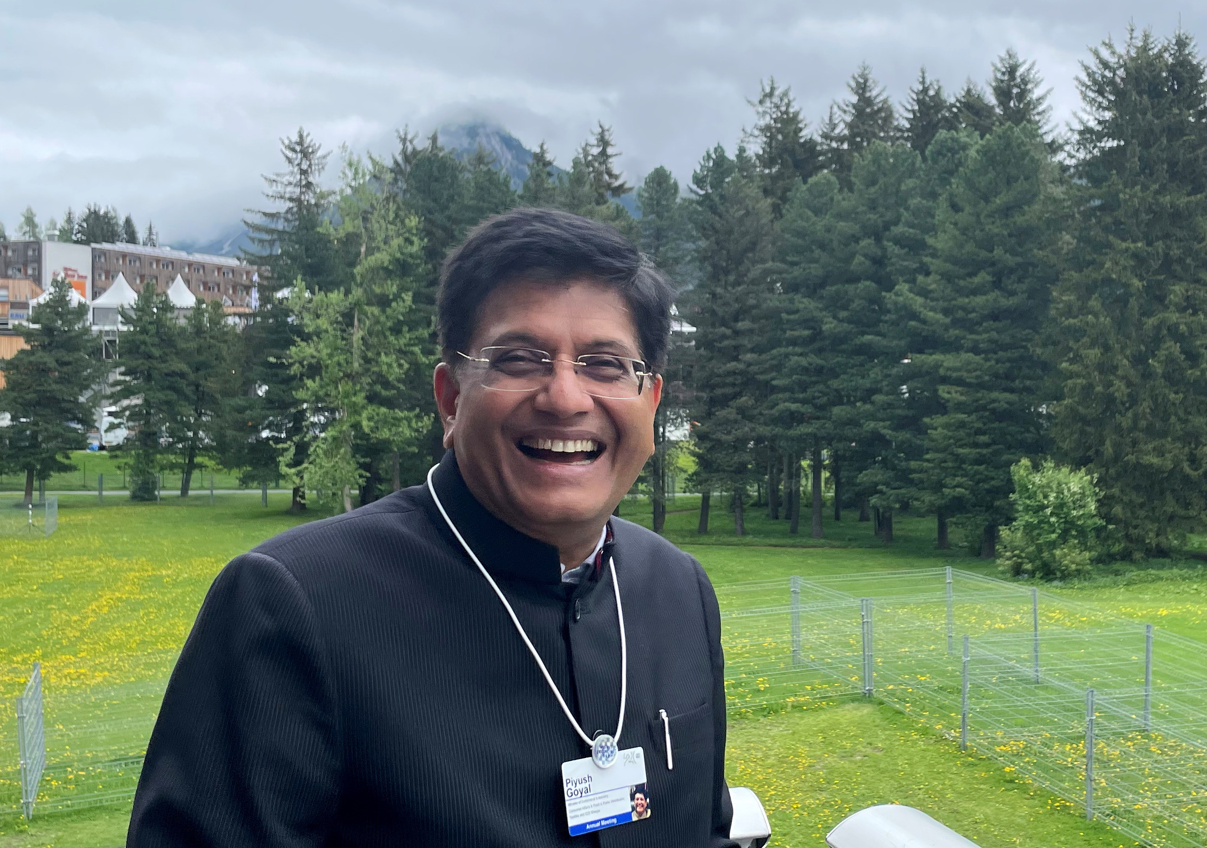 India's Commerce Minister Piyush Goyal poses after an interview with Reuters in Alpine resort of Davos