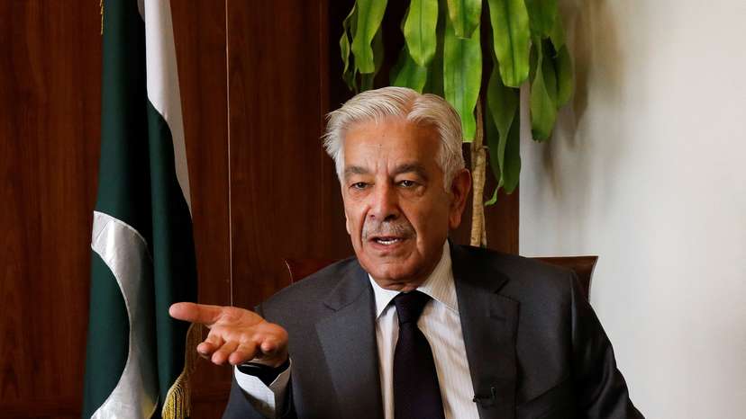 Pakistan's Defence Minister Khawaja Muhammad Asif during an interview with Reuters in Islamabad