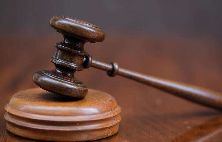 A gavel and a block is pictured at the George Glazer Gallery antique store in this illustration picture taken in Manhattan, New York City