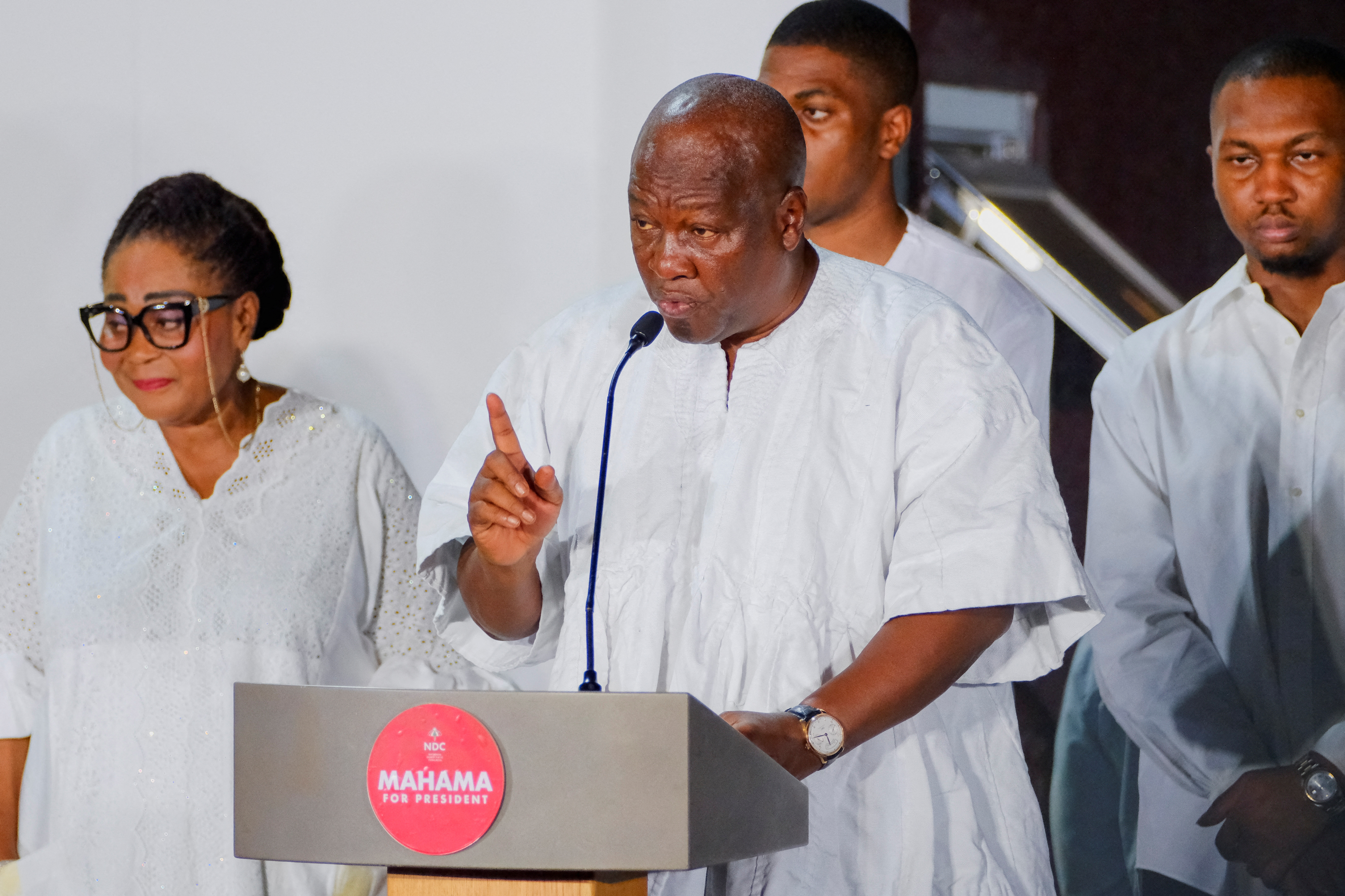 Ghana's ex-president Mahama wins presidential election with 55.56% of the vote, electoral commission says