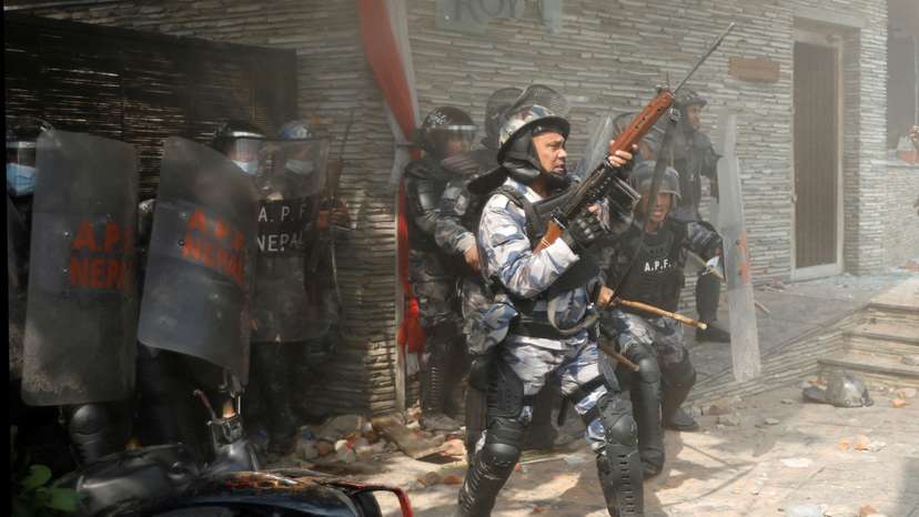 Protest demanding the restoration of Nepal's monarchy, in Kathmandu
