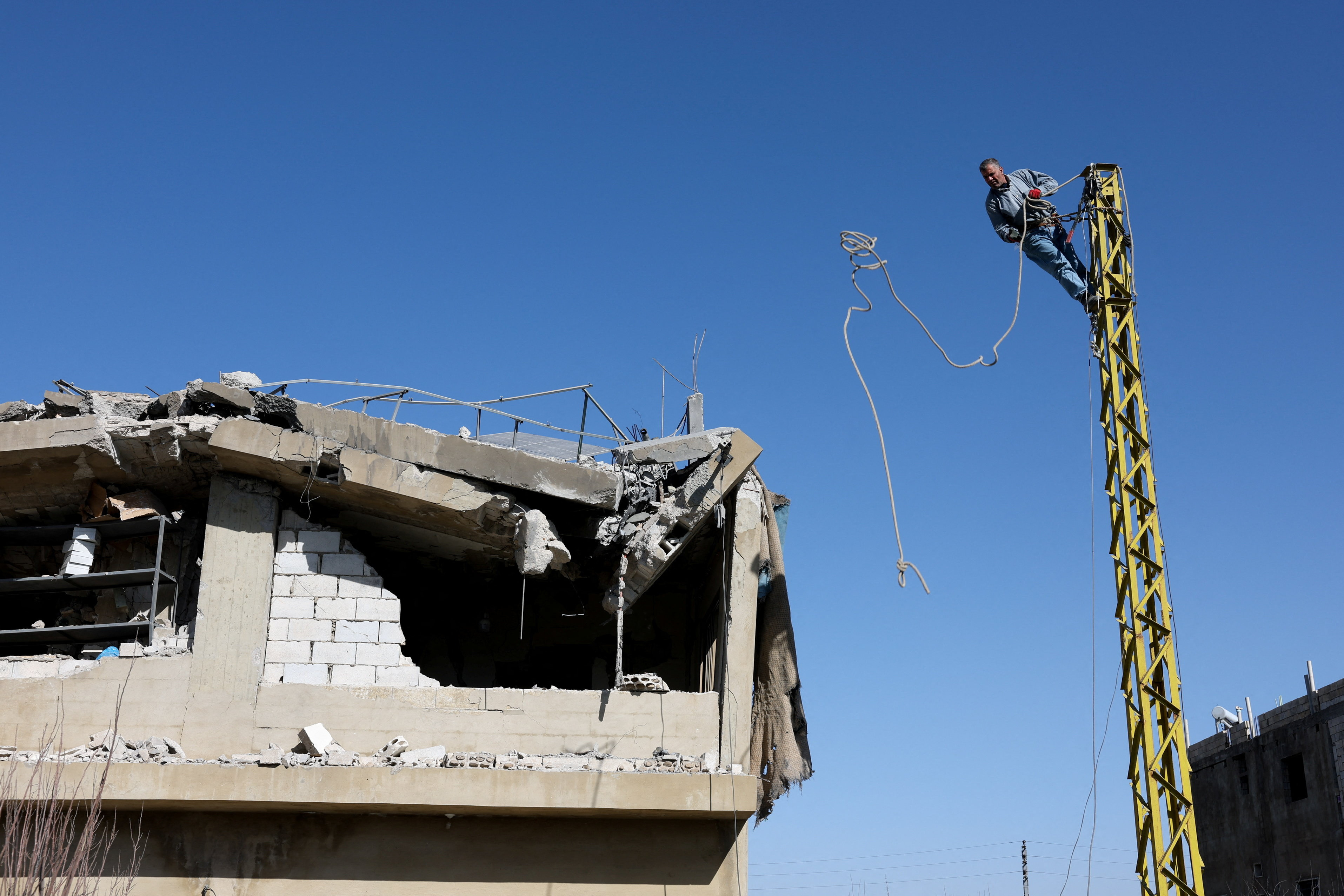 Aftermath of an Israeli strike in Lebanon's Bekaa valley