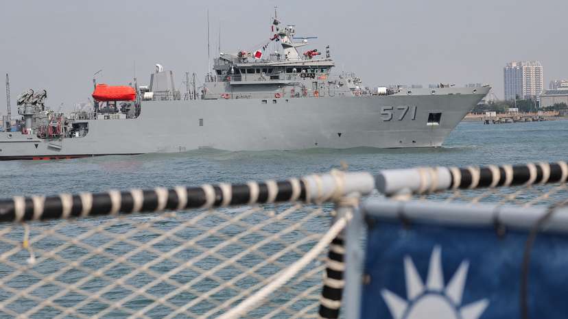 FILE PHOTO: A Da Wu-class rescue and salvage ship sails as the Taiwan military demonstrates combat readiness ahead of the upcoming Lunar New Year