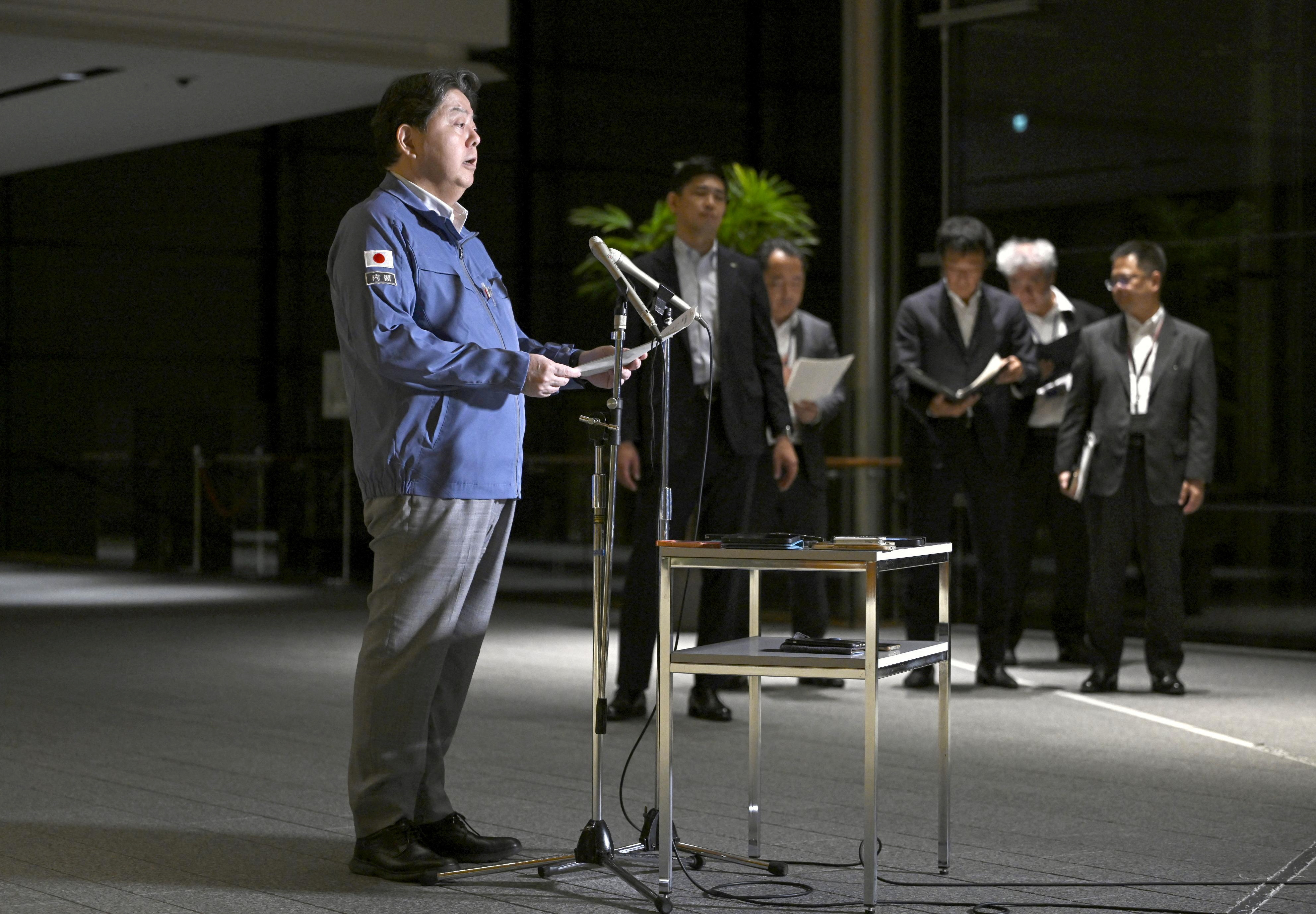 Japan's Chief Cabinet Secretary Yoshimasa Hayashi speaks about a Russian military patrol aircraft that violated Japanese airspace,  in Tokyo