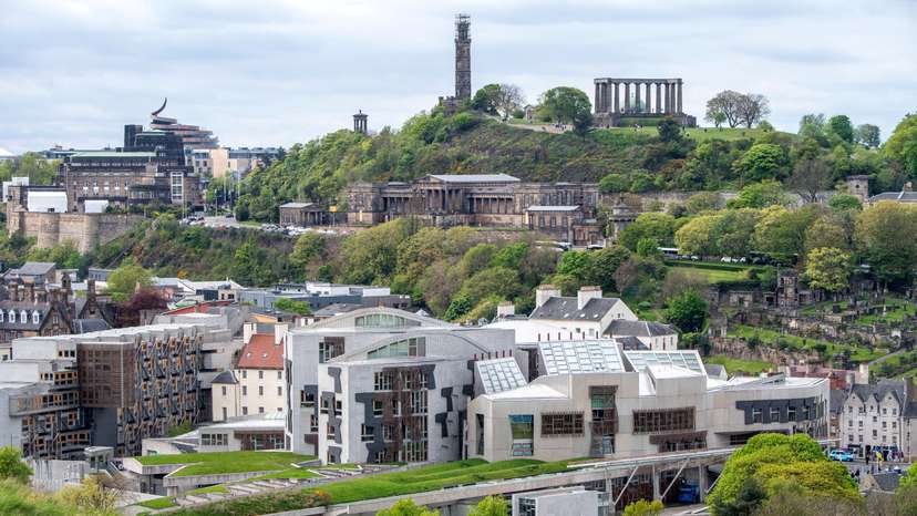 FILE PHOTO: A view of the Scottish Parliament Building, in Holyrood, Edinburgh