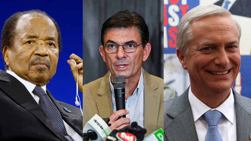 Cameroon President Paul Biya, Bolivia's Rodrigo Paz and Jose Antonio Kast, Chilean president