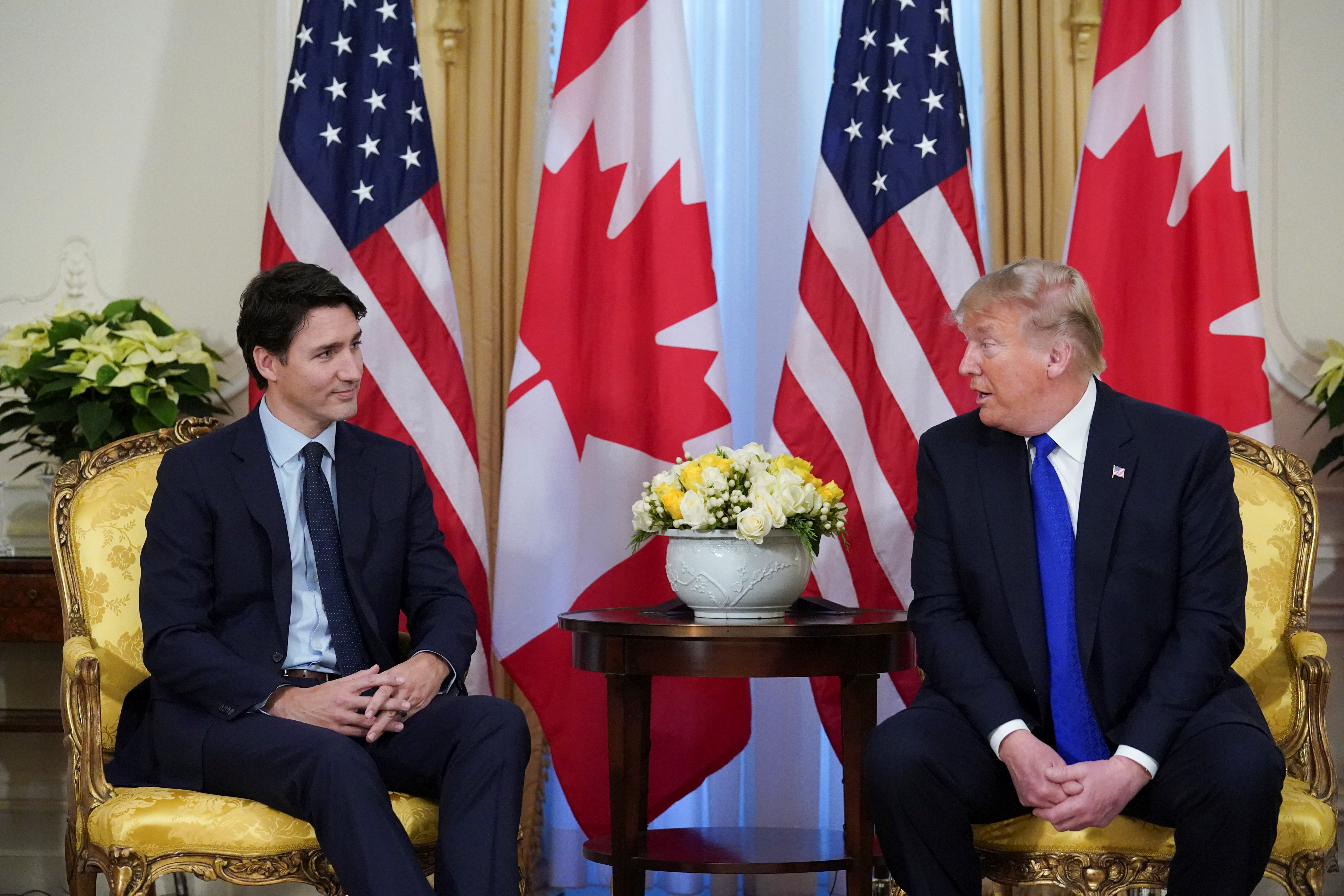 U.S. President Trump and Canada's PM Trudeau meet, ahead of the NATO summit, in London