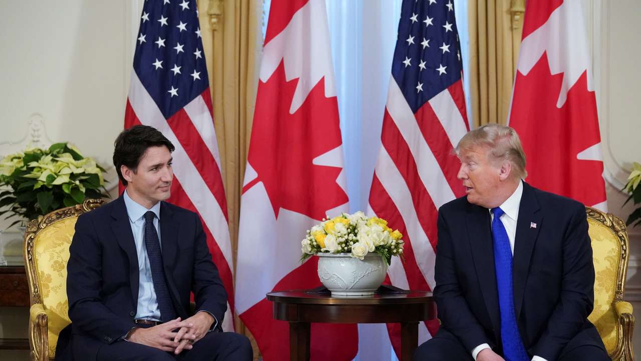 U.S. President Trump and Canada's PM Trudeau meet, ahead of the NATO summit, in London