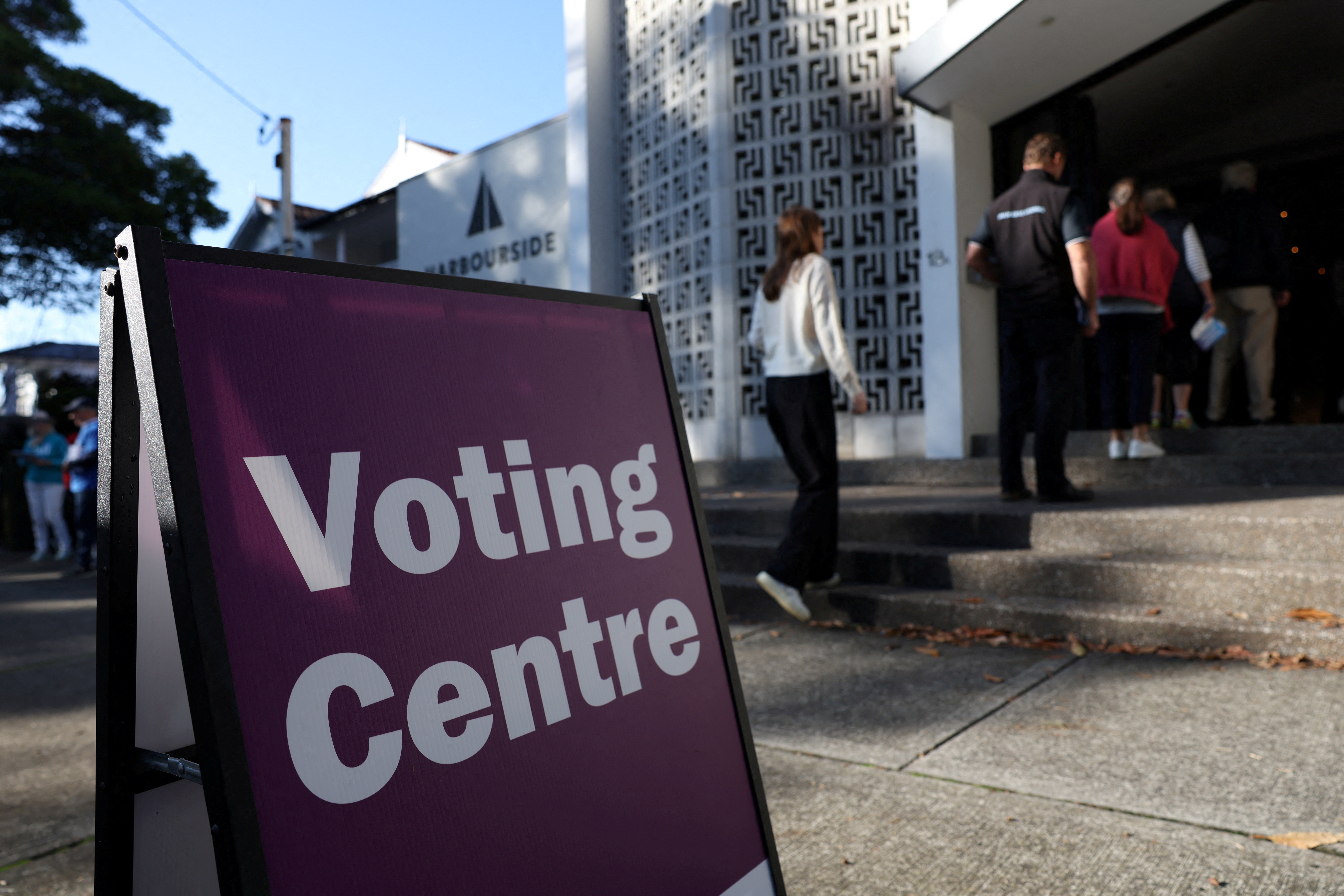 People vote at a pre-polling centre in Sydney