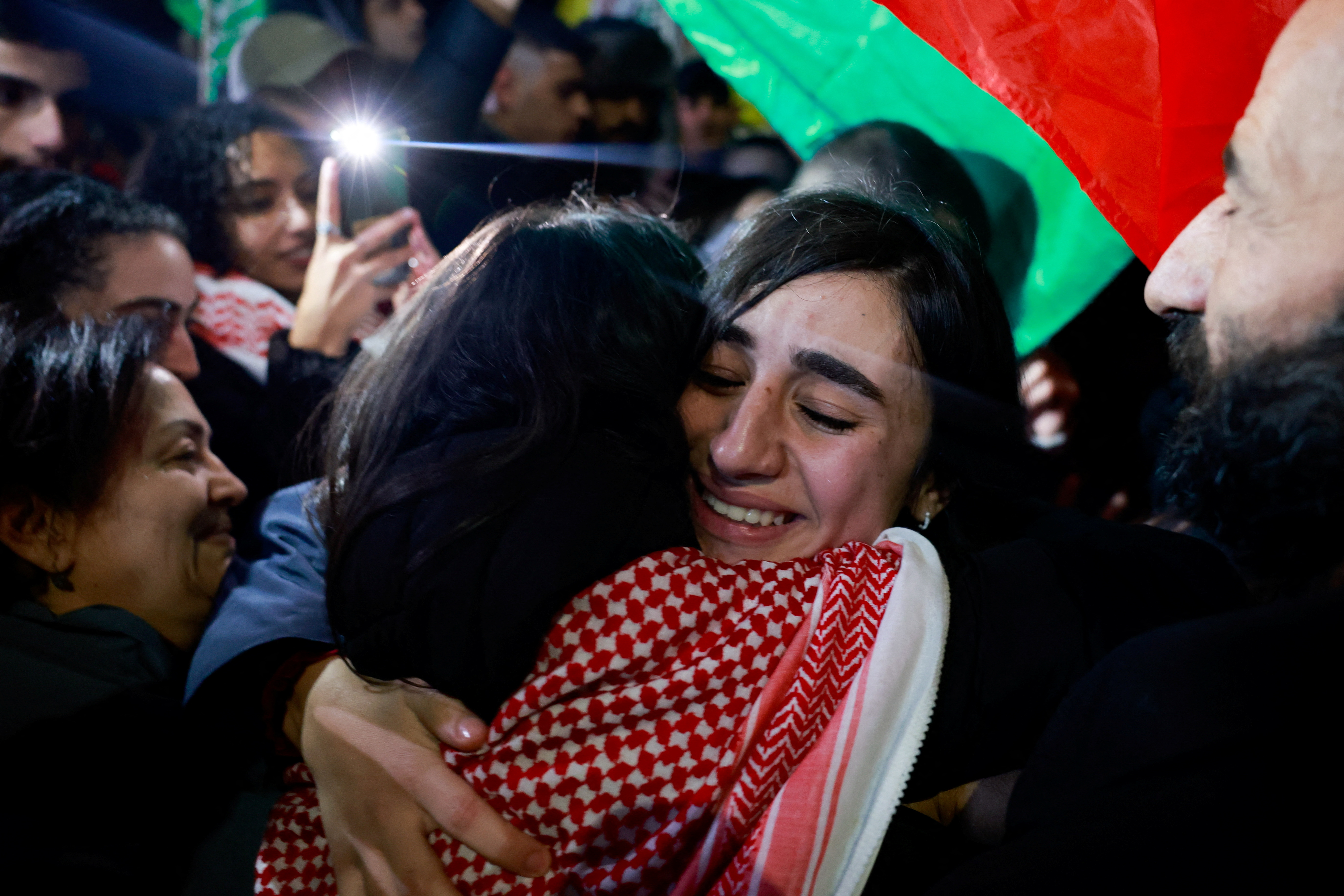 Prisoners are released as part of a deal between Israel and Palestinian Islamist group Hamas