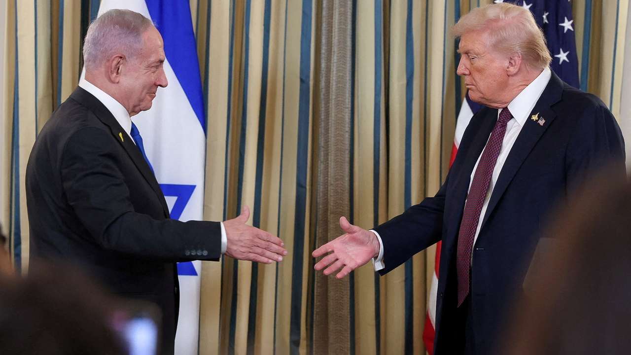 U.S. President Trump meets Israeli PM Netanyahu at the White House in Washington