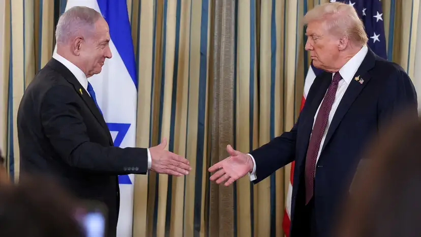 U.S. President Trump meets Israeli PM Netanyahu at the White House in Washington