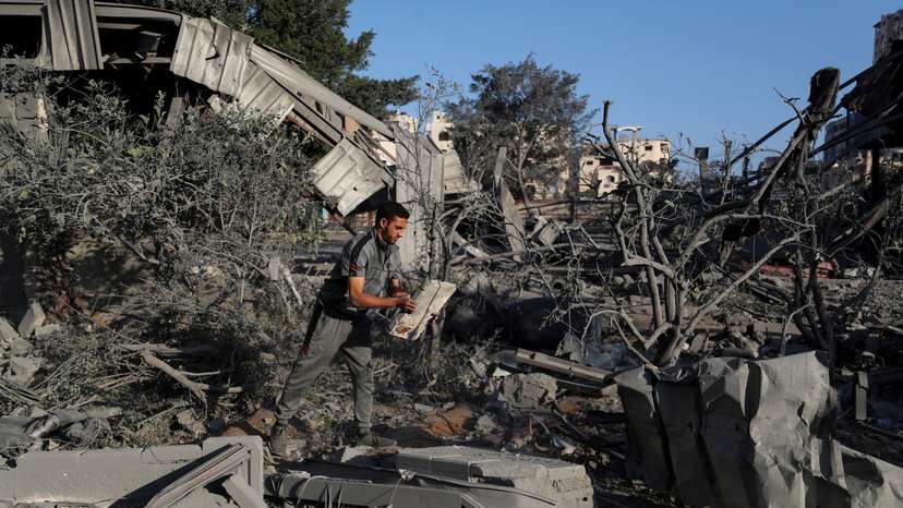 Aftermath of an Israeli airstrike on a house, in Gaza City