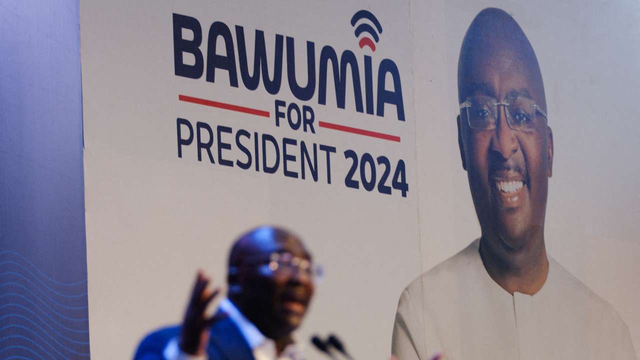 FILE PHOTO: Presidential candidate of Ghana's ruling party gives speech on main policies, in Accra